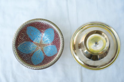 Brass flower design Bowl in Velvet pouch