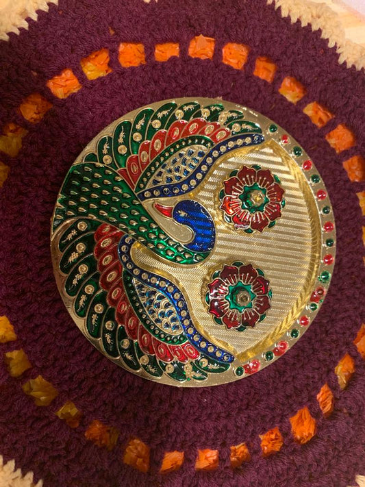 Peacock design kumkum haldi plate