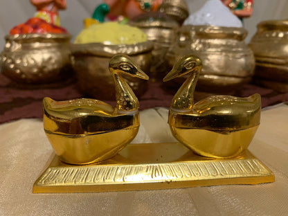 Swan metal kumkum haldi box