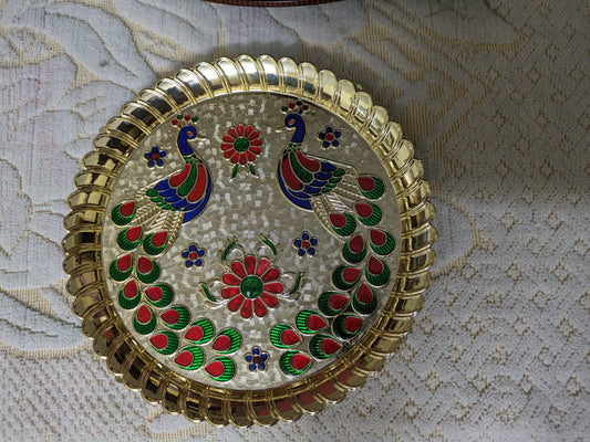 Meenakari Peacock design fibre plate