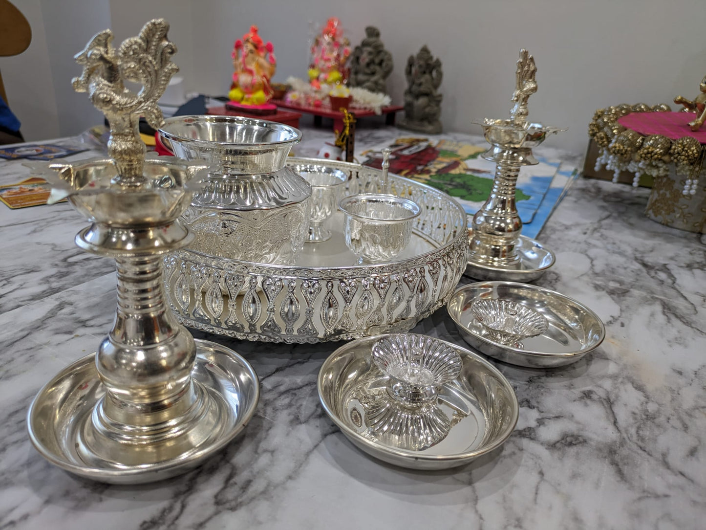 German Silver Pooja set