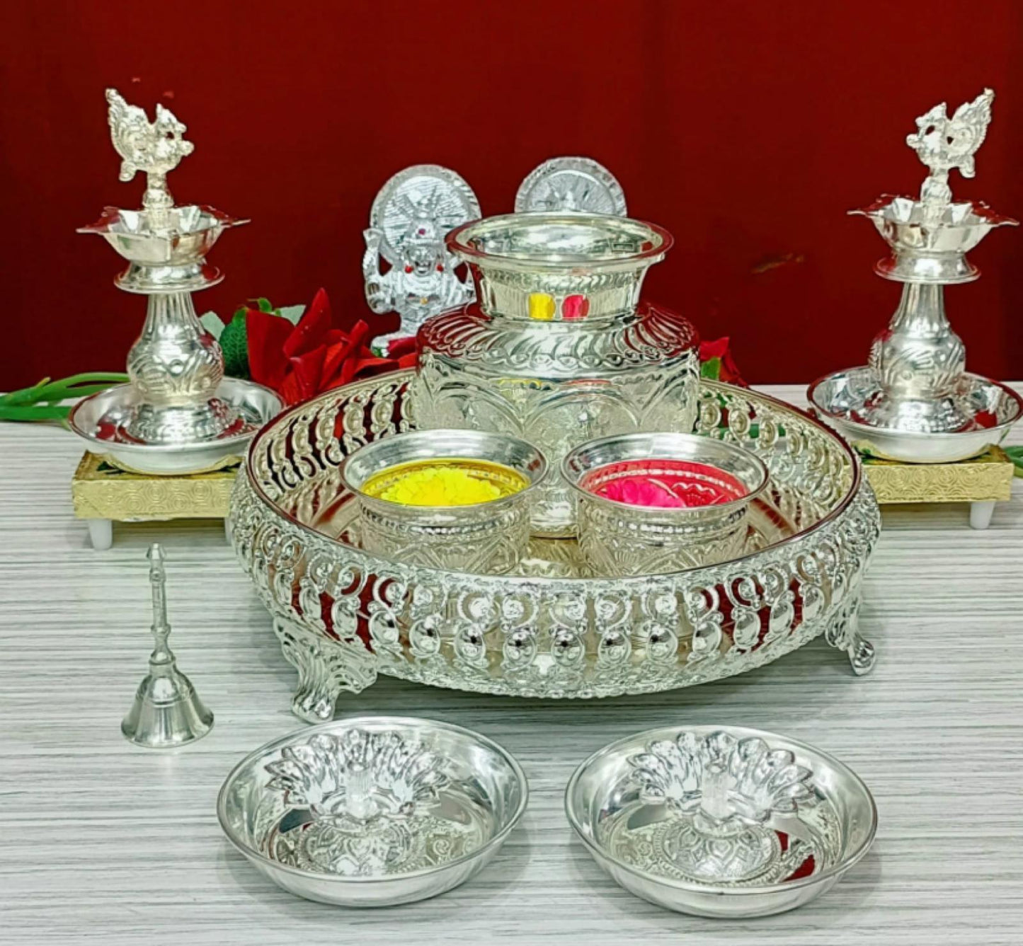 German Silver Pooja set